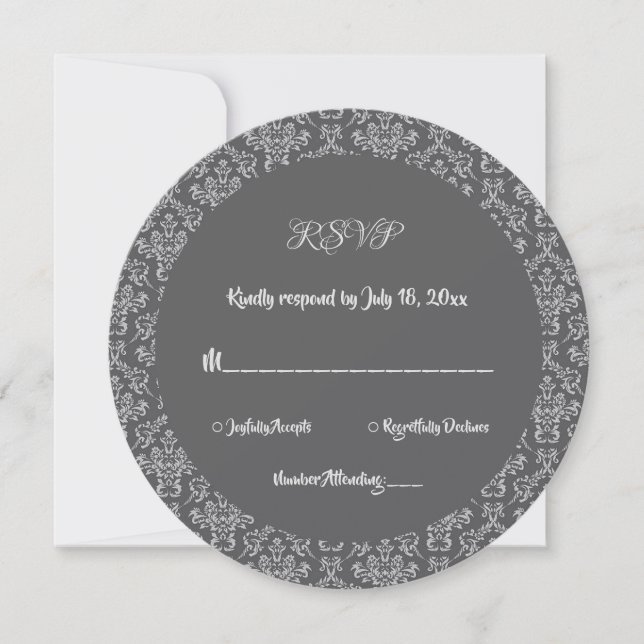 Elegant Classy Damask Classic Formal Round RSVP Invitation (Front)