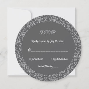 Elegant Classy Damask Classic Formal Round RSVP Invitation