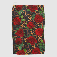 Elegant Classy Damask Vintage Chic Black Red Roses