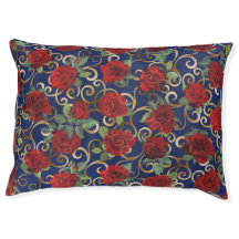   Elegant Classy Damask Vintage Red Rose Navy Blue