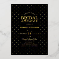 Elegant Classy Dots Black Bridal Shower Real Gold