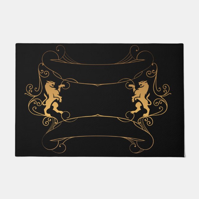 Elegant Classy Double Gold lions doormat (Front)