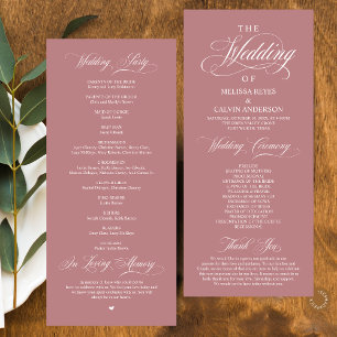Elegant Classy Dusty Rose Pink Script Wedding Programme