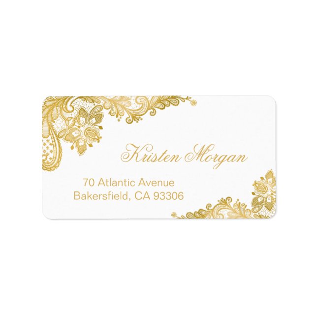 Elegant Classy Floral Gold Lace Label (Front)