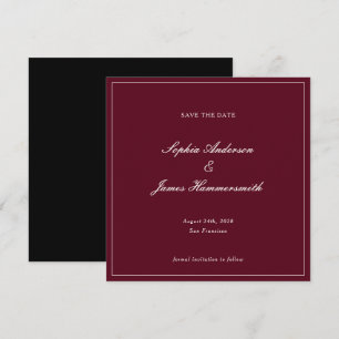 Elegant Classy Formal Burgundy Red Script Wedding Save The Date