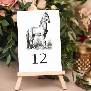 Elegant Classy Formal Horse Equestrian Wedding Table Number