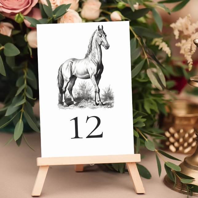 Elegant Classy Formal Horse Equestrian Wedding Table Number (Creator Uploaded)
