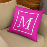 Elegant Classy Fuchsia Customise monogram Cushion<br><div class="desc">Elegant Classy Blue Customise monogram throw pillow. Fuchsia is a vivid purplish red colour,  named after the colour of the flower of the fuchsia plant,  which took its name from the 16th-century German botanist Leonhart Fuchs. Customise and personalise by replacing the initial as desired.</div>