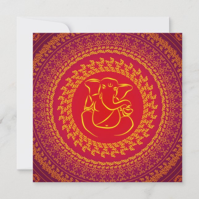 Elegant Classy Ganesh Indian Wedding Invitation (Front)