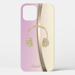 Elegant Classy Glitter Headphones -Personalised iPhone 12 Pro Case