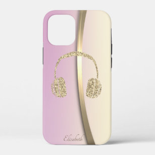 Elegant Classy Glitter Headphones -Personalised iPhone 12 Mini Case