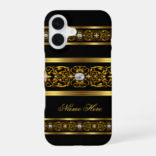Elegant Classy Gold Black Diamond iPhone 16 Case