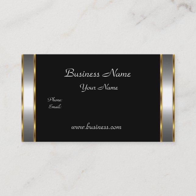 Elegant Classy Gold Black silver Business Card (Front)