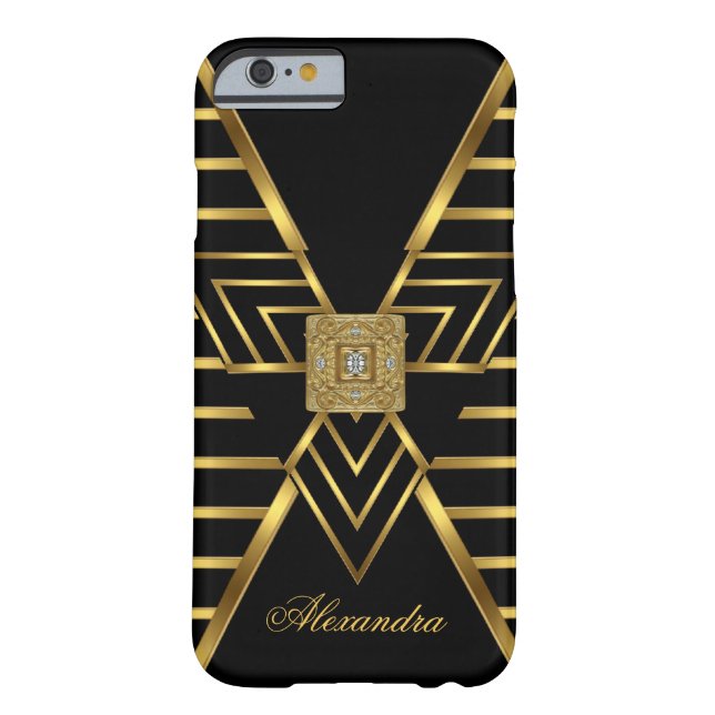 Elegant Classy Gold Black Stripe Art Deco Case-Mate iPhone Case (Back)