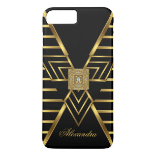 Elegant Classy Gold Black Stripe Art Deco iPhone 8 Plus/7 Plus Case