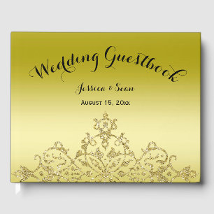Elegant, Classy Gold & Black Wedding Guest Book