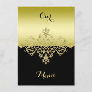 Elegant, Classy Gold & Black Wedding Menu