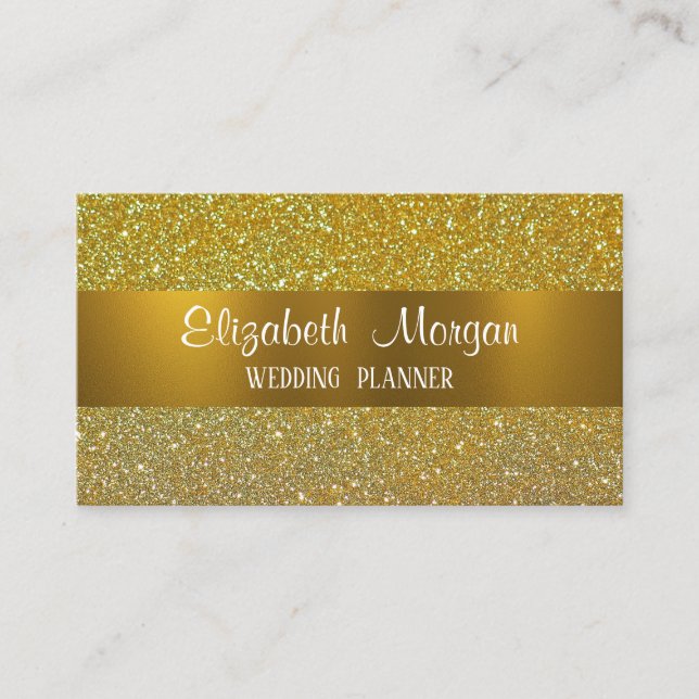 Elegant Classy Gold Damask Embossed Look  Business Card (Front)