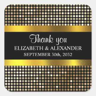 Elegant Classy Gold Damask Embossed Look Square Sticker