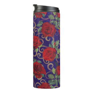 Elegant Classy Gold Damask Vintage Red Rose Purple Thermal Tumbler