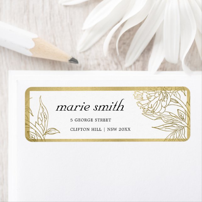 ELEGANT CLASSY GOLD FOIL FLORAL ADDRESS LABEL (Insitu)