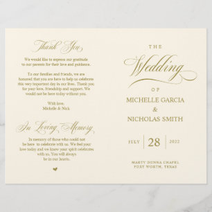 Elegant Classy Gold, Foldable Wedding Program