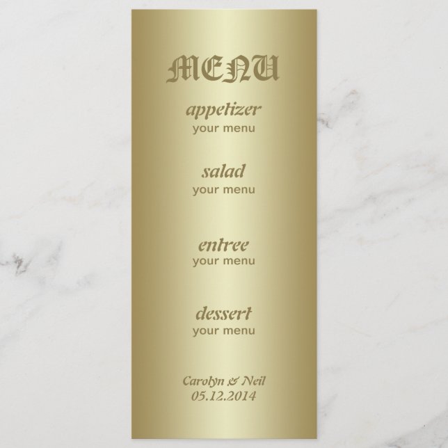 Elegant Classy Gold Menu Card (Front)