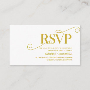 Elegant Classy, Gold Script, RSVP respond Enclosure Card