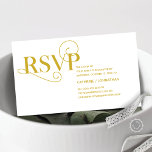Elegant Classy, Gold Script, RSVP respond Enclosure Card<br><div class="desc">This is the Modern Beautiful elegant classic (classy) RSVP card,  in Yellow Gold calligraphy Script,  for your wedding Invitation respond reminder,  or party celebration Enclosure Card. You can change the font colours,  and add your wedding details in the matching font / lettering. #TeeshaDerrick</div>
