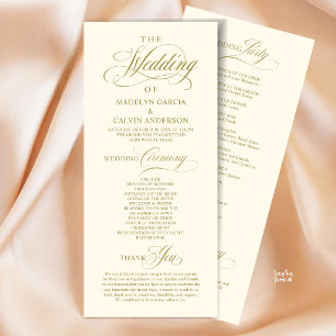 Elegant Classy Gold Script Wedding Ceremony Order Programme