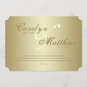 Elegant Classy   Gold Ticket   Wedding Thank You Invitation
