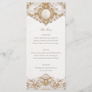Elegant Classy Gold & White Baroque Frame Wedding Menu
