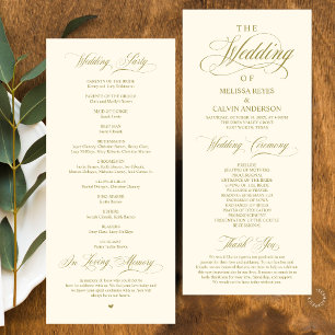 Elegant Classy Gold Yellow Cream Script Wedding Programme