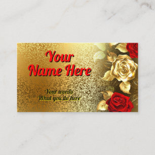 Elegant Classy Golden Red Rose Business Card