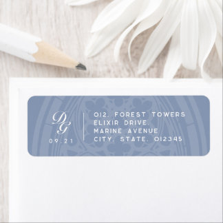 Elegant Classy Gothic Ornate Blue Wedding Address