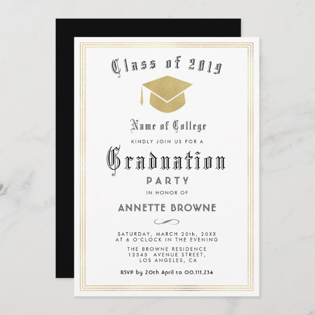 elegant classy graduation party invitation (Front/Back)