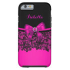 Elegant Classy Hot Pink Bow Black Lace