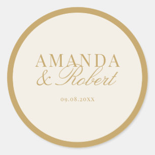 Elegant Classy Ivory and Gold Wedding Classic Round Sticker