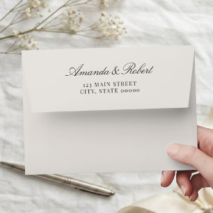 Elegant Classy Ivory Black Wedding Return Address Envelope