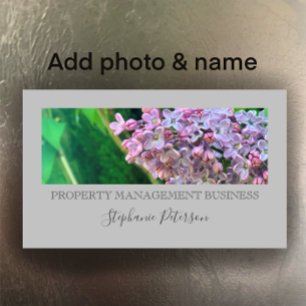 Elegant Classy Lilac Custom Photo Grey Management Business Card