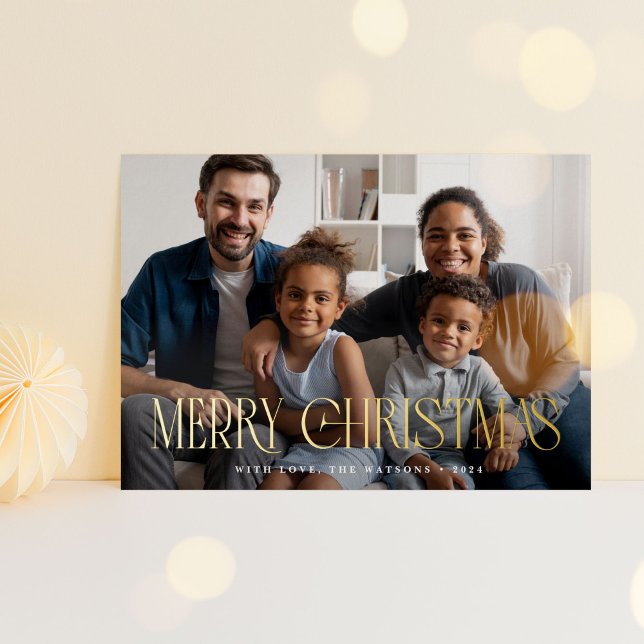 Elegant Classy Luxe Merry Christmas Font Overlay (elegant, luxe, "Merry Christmas" font overlayed on top of photo card.)