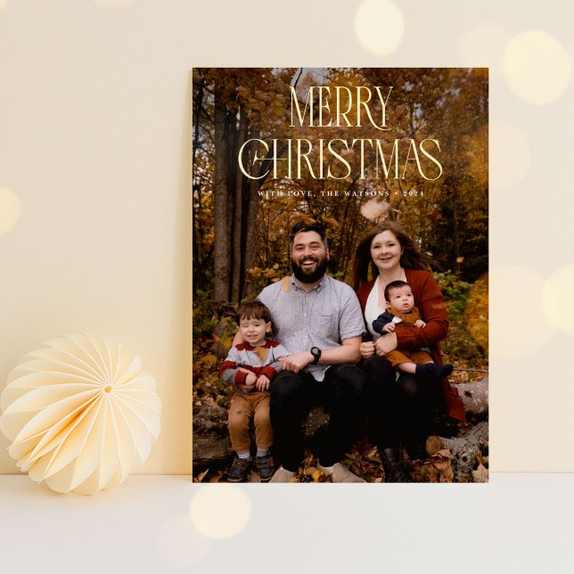 Elegant Classy Luxe Merry Christmas Font Overlay (elegant, luxe, "Merry Christmas" font overlayed on top of photo card.)
