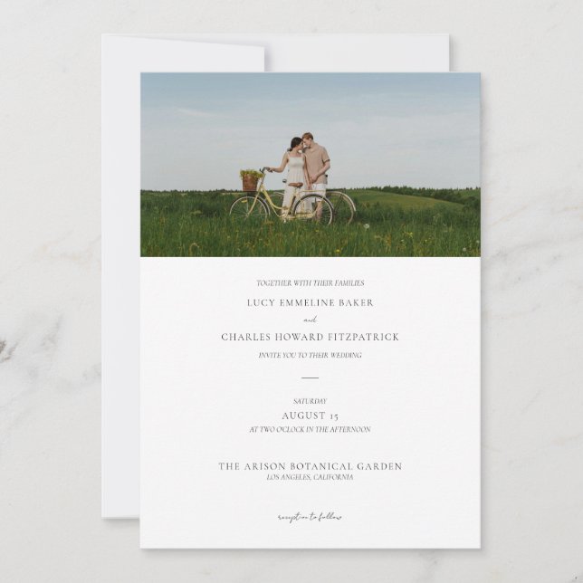 Elegant Classy Minimalist Photo Wedding Invitation (Front)