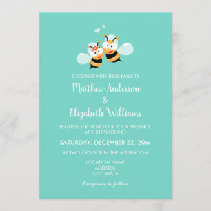 Elegant Classy Mint To Bee Cute Wedding Invitation