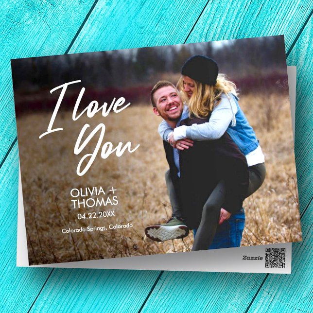 Elegant Classy Modern I Love You Photo Anniversary Holiday Postcard (Creator Uploaded)