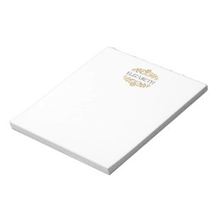 Elegant Classy Modern Monogram Black Gold  Notepad