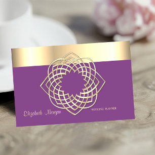 Elegant Classy Modern,Violet ,Faux Gold Border Business Card