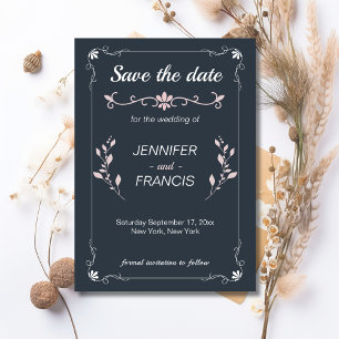 Elegant Classy Navy and Pink Wedding  Save The Date