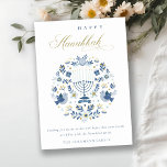 Elegant Classy Navy Blue Happy Hanukkah Floral Holiday Card<br><div class="desc">If you need any further customisation please feel free to message me on yellowfebstudio@gmail.com.</div>