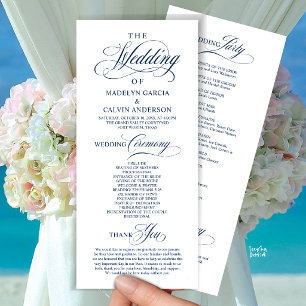 Elegant Classy Navy Blue Wedding Ceremony Order Programme